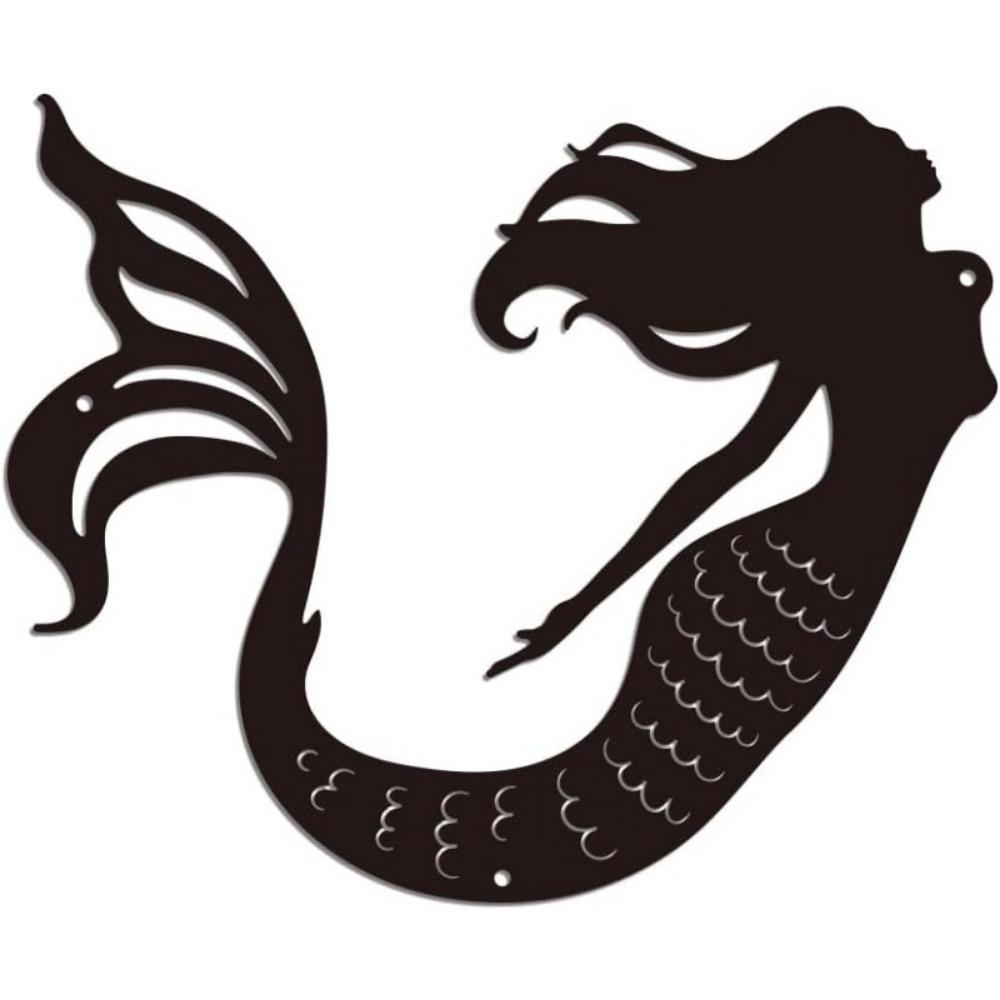 Wrought Iron Mermaid Wall Art Sculpture 11.8x9.6 Inch Fantasy Animal Decor for Living Room Home Bedroom Kitchen