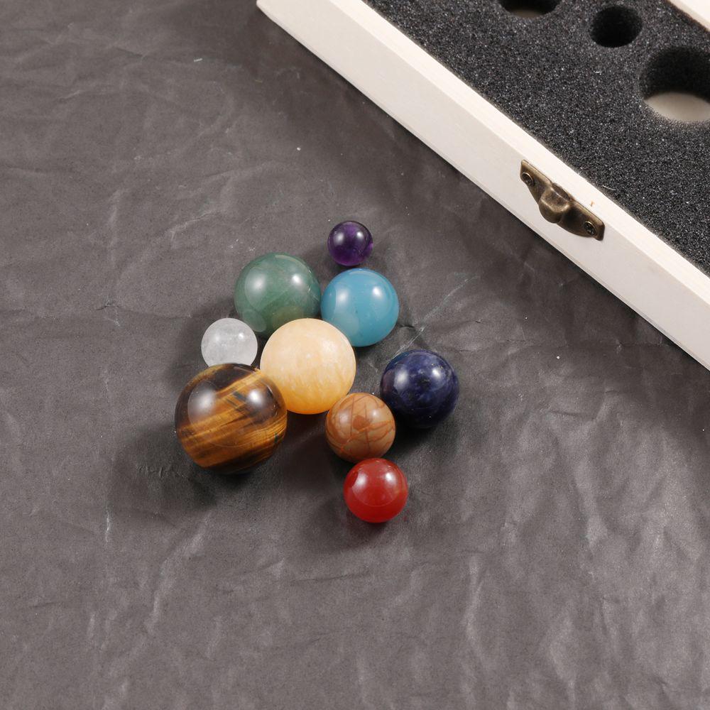 Natural Crystal Solar System Set: Nine Planetary Crystal Balls and Meteorite Specimens