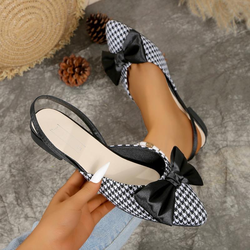 Fashion Women's Fashion Baotou Slippers Spring New Pointed Head Shallow Mouth Butterfly Knot Soft Flat Shoes
