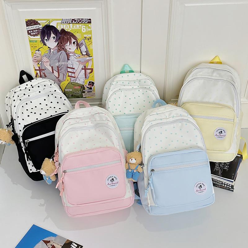 Elementary School Students Versatile Schoolbag Ins Niche High Value Fresh Polka Dot Backpack Korean Version Cute Sweet Wind Backpack