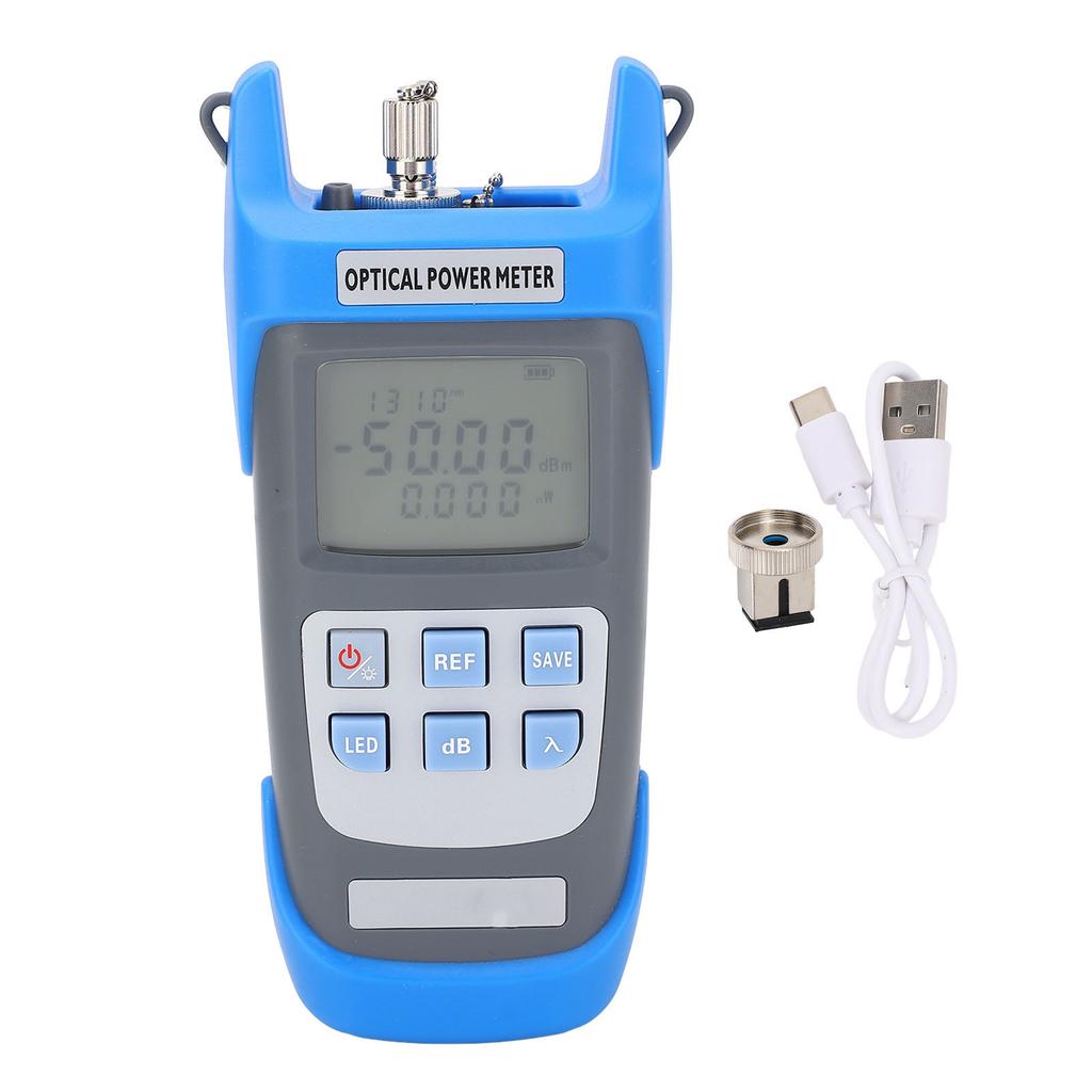 Optical Power Meter High Accuracy Rechargeable Fiber Attenuation Tester with LED Light -50 to +26dbm