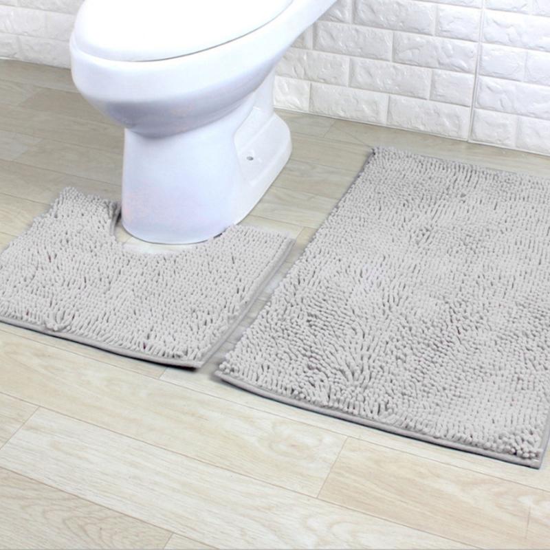 Bathroom Rugs Chenilles Bath Mats Set of 2 Nonslip Bath Mats Super Absorbent UShaped Carpets Decoration Machine Wash