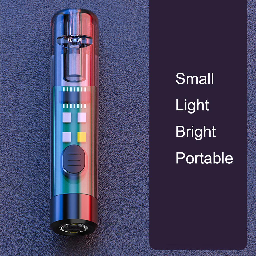 USB C Keychain Flashlight Rechargeable Multifunction Mini Portable Light Emergency Outdoor Torch with Whistle