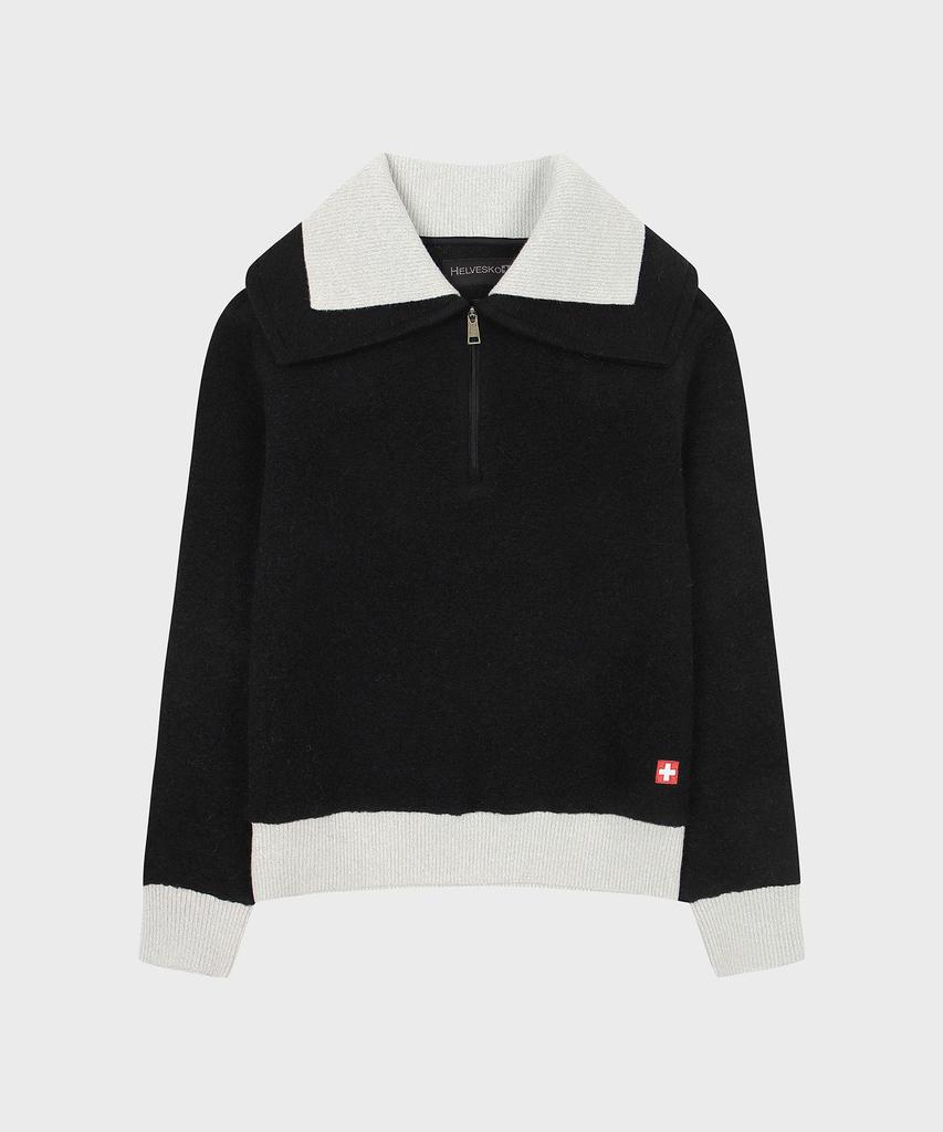 HELVESKO Windproof Lined Knit Collar Polo Shirt (Black)