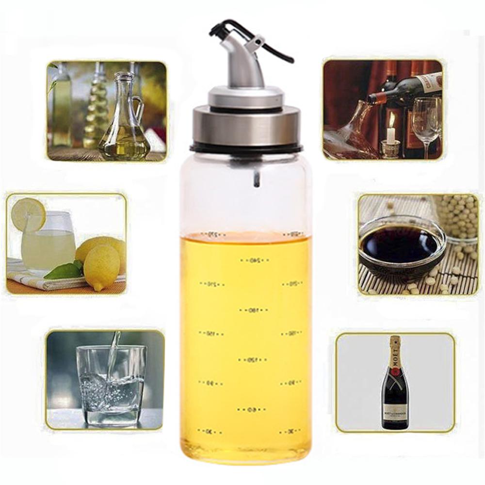 Oil Bottle 200/300/500ml High Borosilicate Glass Oil Dispenser With Scale Quantitative Sauce Vinegar Cooking Kitchen Supplies