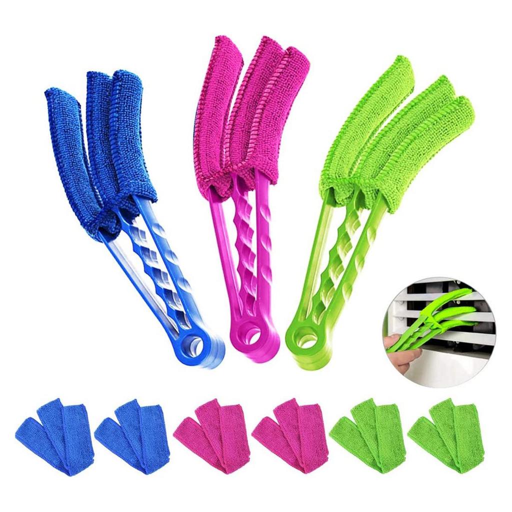 Removable Washable Dusting and Slit Cleaning Brush Set for Air Conditioner Vents, Blinds, and Windows