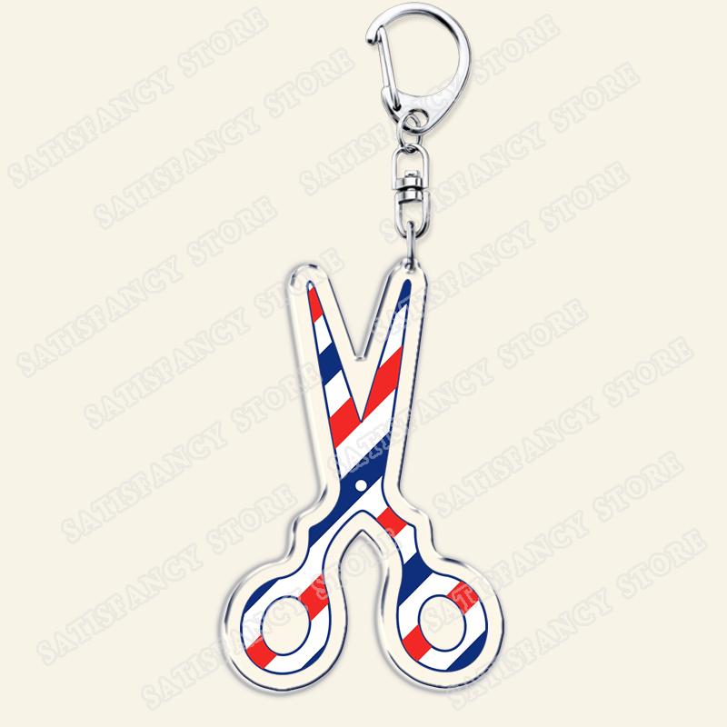 Barber Shop Keychains for Accessories Bag Barbershop Scissors Hairdresser Beard Hairstylist Keyrings Jewelry Friends Fans Gifts