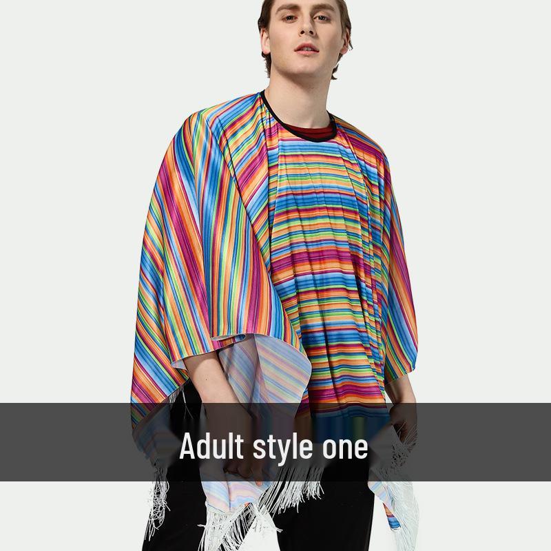 Adult Mexican Ethnic Style Cosplay Cape for Festival Parties