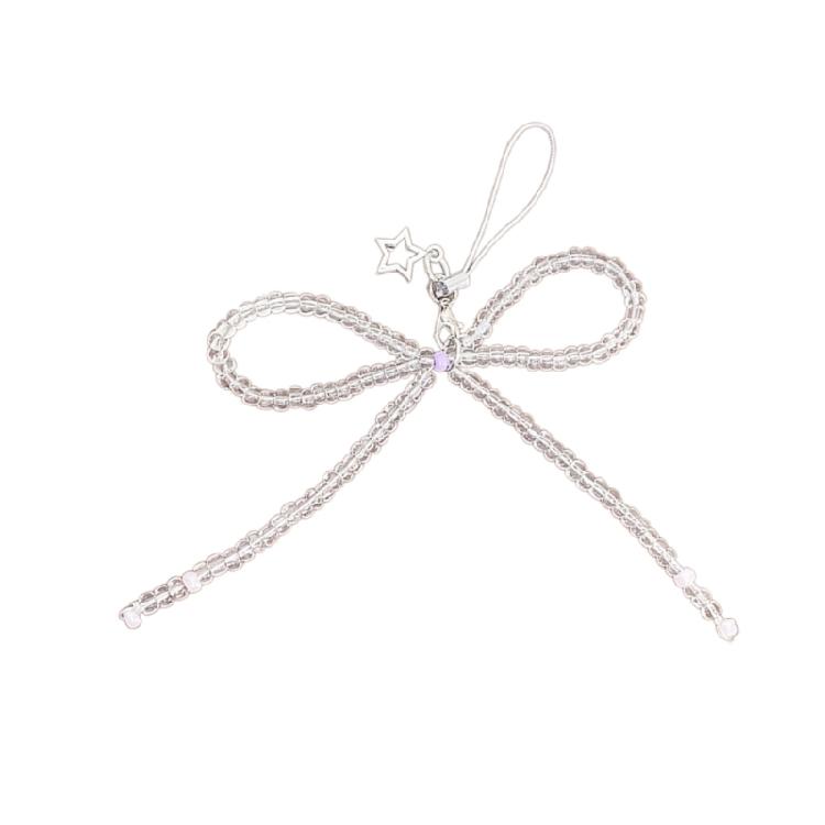 Unique Keyring Decoration with Bead Bowknot Heart Decorative Keychain for Bag