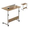 Liftable Bedside Table 60 X 40cm C Shape Metal Frame Mobile Laptop Desk for Home Sofa Walnut Color
