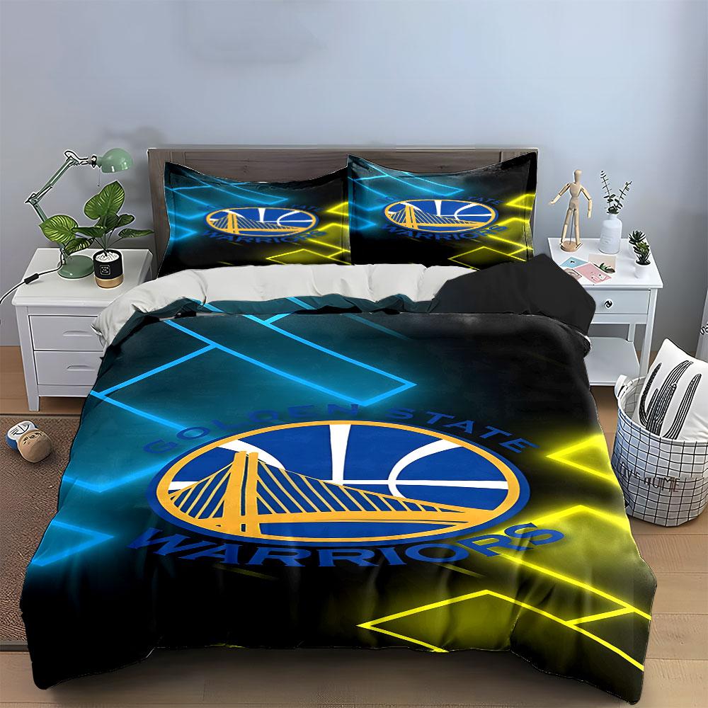 Golden State Warriors Logo Bedding Duvet Cover Set Duvet Cover Pillowcases  (1*Duvet Cover 2*Pillowcases, Without Duvet Insert)