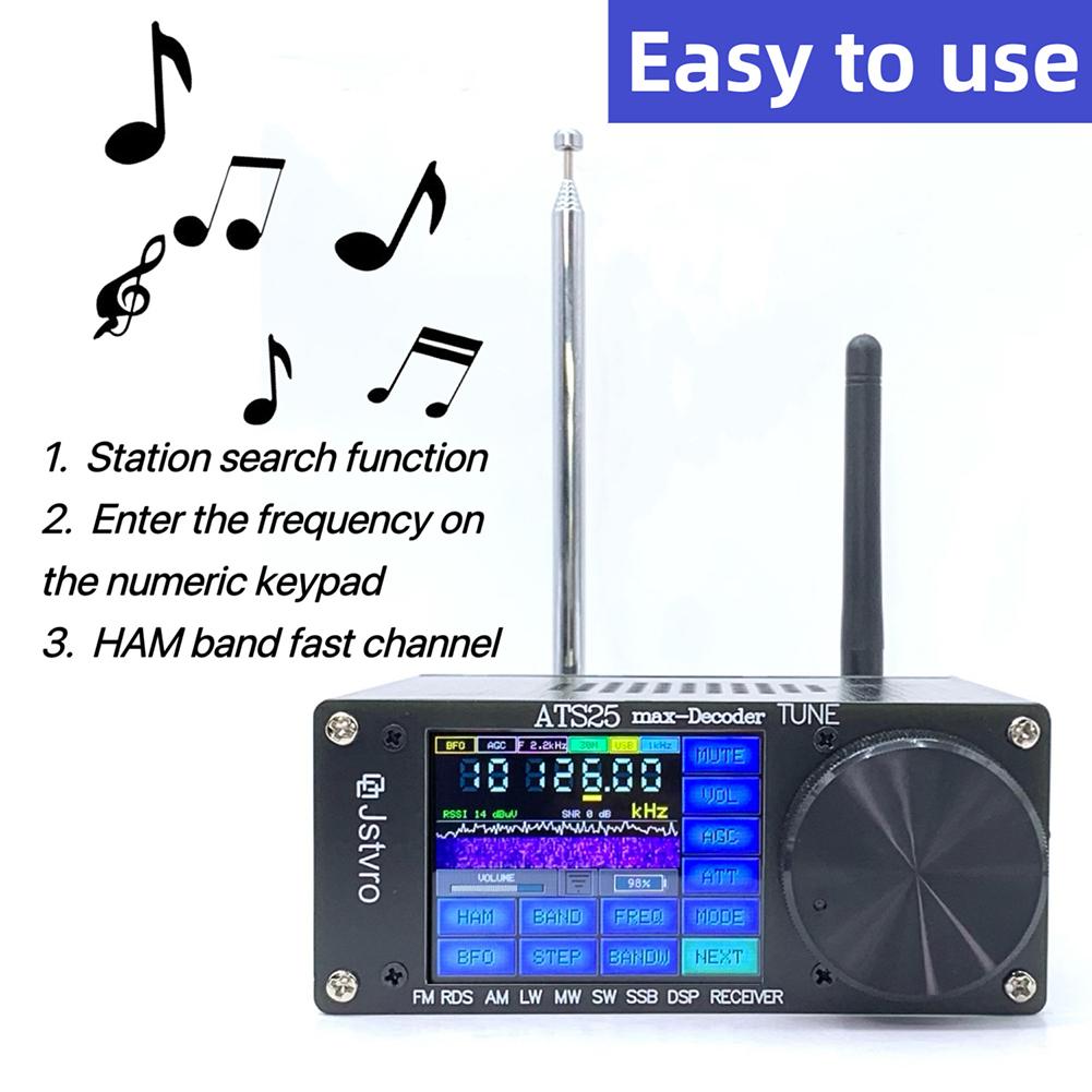 Audio Output 120*115*48mm 2.4 Touch Screen Receiver Versatile Band Coverage 3.5mm Stereo Audio Output Aluminum Alloy Shell
