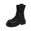 Flats Platform Women Ankle Boots Pleated Designer 2025 Trend New Shoes Boots Winter Chelsea Goth Party Woman Botas Mujer
