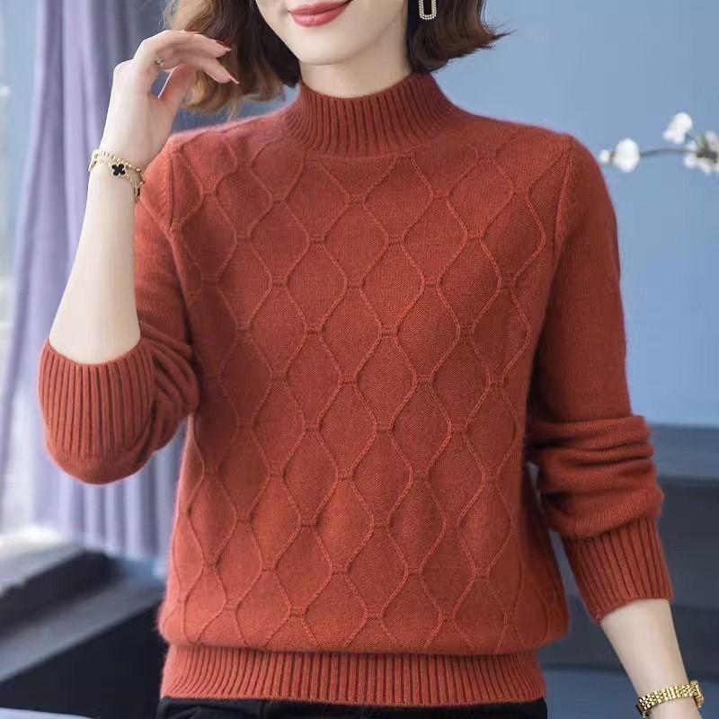 Middle Aged Mother Women's Knitting Pullover Sweater Autumn/Winter Loose Ladies Comfortable Pull Femme Sweater Top
