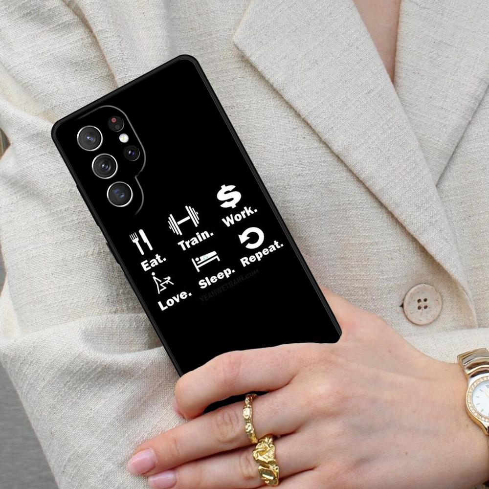 Bodybuilding Gym Fitness Quotes Cell Phone Case for Samsung Galaxy S26 Ultra S25 S24 S23 S22 S21 S20 Note10 Cover