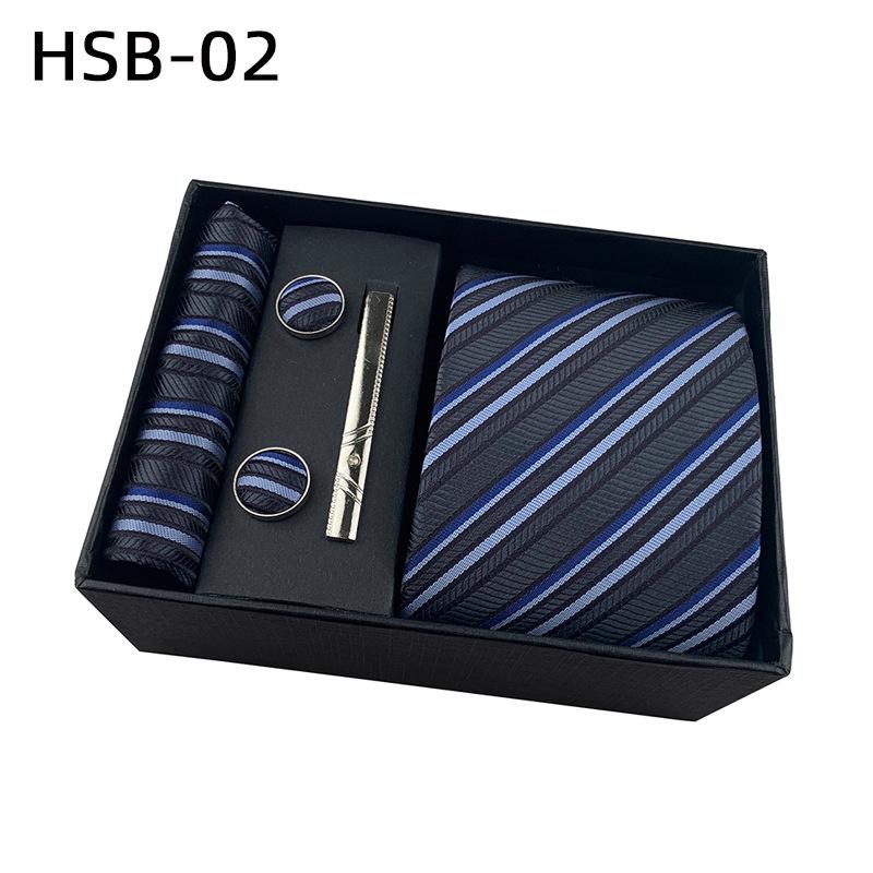 Men's Black Business Tie Gift Set: Striped & Plain Ties, Pocket Square, Tie Clip