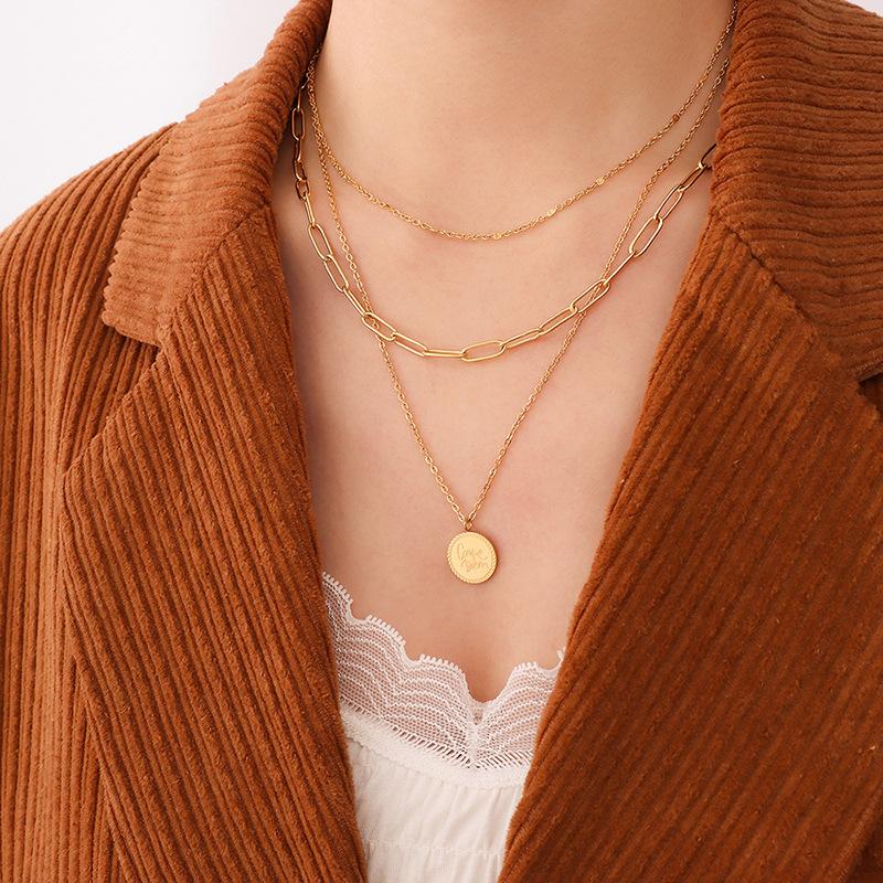 

Цепочка из титановой стали с английскими буквами, круглая, фирменная, хип-хоп, трендовая, холодная, ветреная, ключичная цепочка