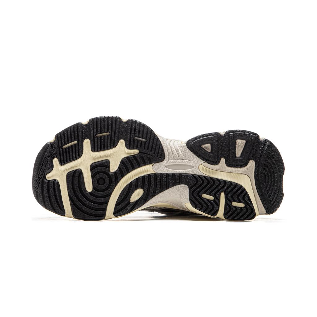 Li Ning Xingji Amortiguación Antideslizante Resistente a la Abrasión Transpirable Caña Baja Zapatillas Chunky para Mujer Plata Blanco AGCU372-2