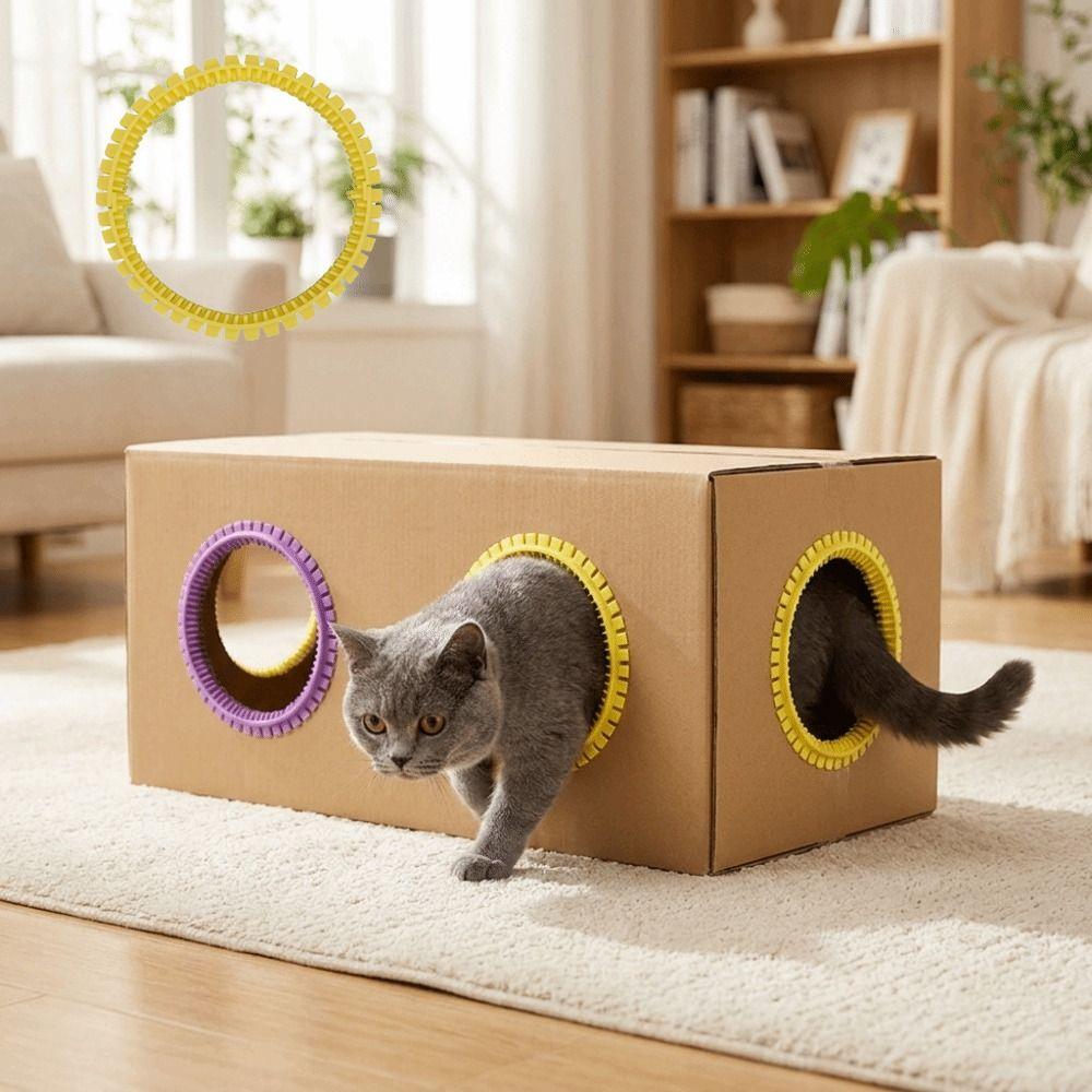 Soft Tooth Cat Self Groomer Hair Reduction Cat DIY Rubbing Ring Grooming Tunnel Cat House