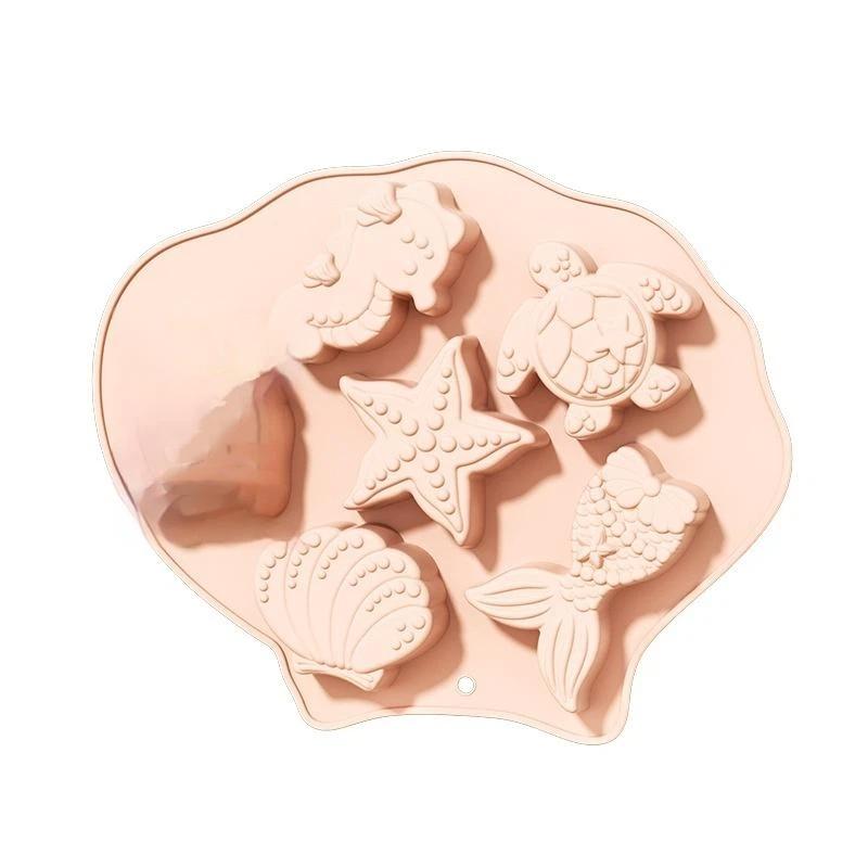 Ocean Fondant Silicone Mold Shells Mermaid Tail Seahorse Starfish Chocolate Mold Suitable For Mermaid Theme Cake Decoration Tool