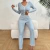 Women's Pajamas Homewear Set Under Sexy Lingerie Pajamas Long-Sleeved Trousers Slim Sexy Lace Double-Length Pajamas Homewear