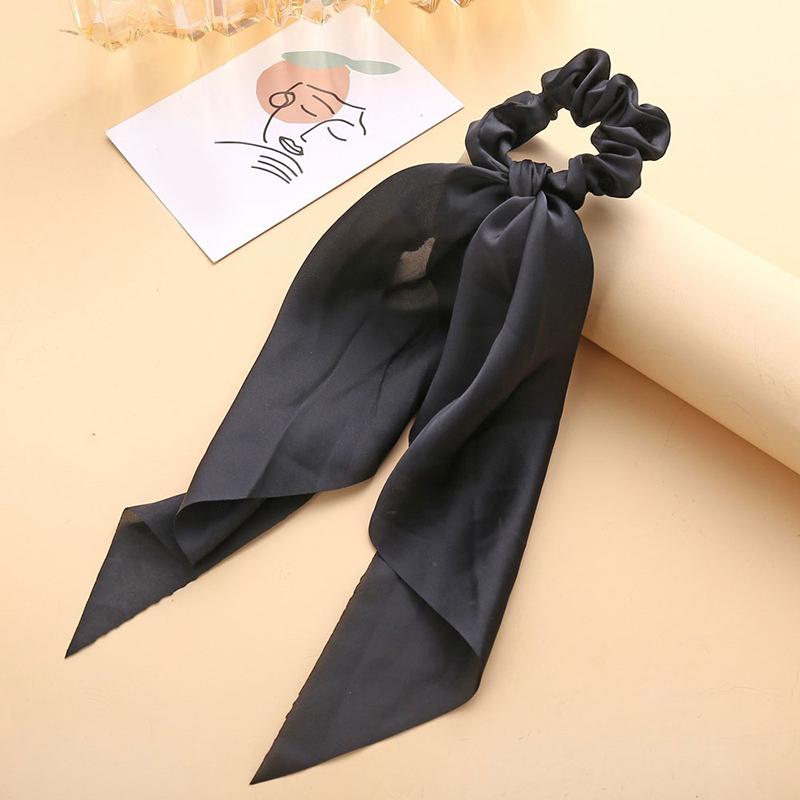 New Fashion Women Girl's Bow Scrunchies Hair Ribbon Elastic Hair Band Solid Color Horsetail Hair Ties Hair Accessories