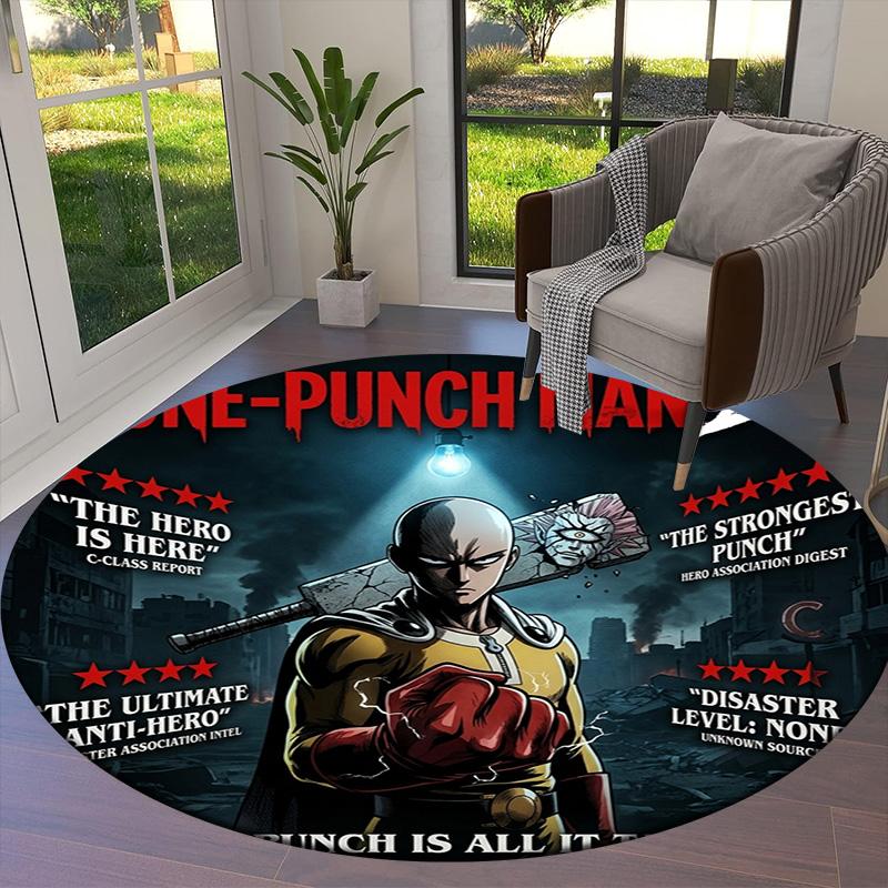 Onepunch Man Round Area Rug Carpet Rug For Living Room Bedroom Sofa Playroom Decor Nonslip Floor Mat