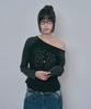 MOO Color Block Hotfix One-Shoulder Long Sleeve - Black