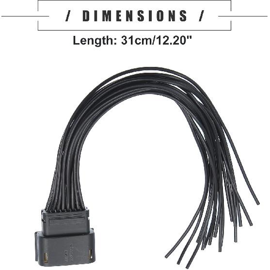 Motoforti Headlight Connector Pigtail, for Jeep Grand Cherokee 2014-2018, Plastic, Black, 2Pcs