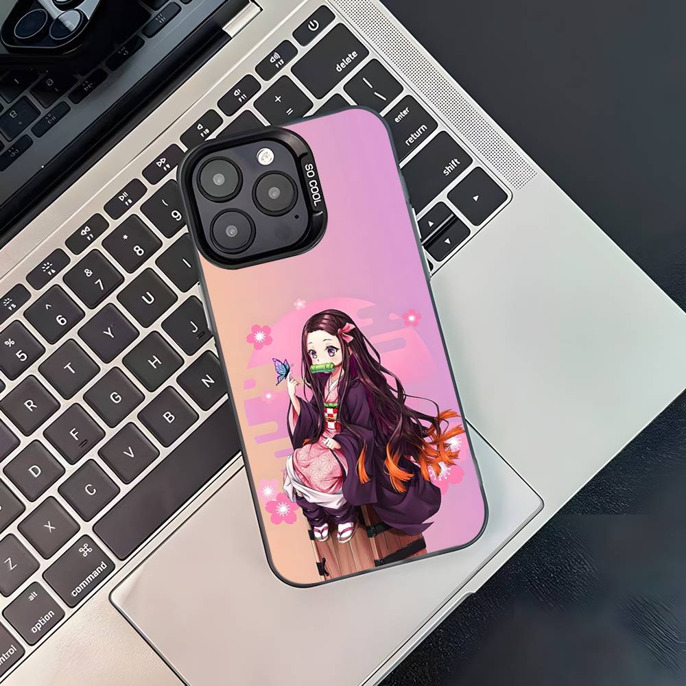 D-Demon N-Nezuko Slayer Phone Case For iPhone 16,15,14,13,12,11,Pro,XS,Max,Plus,Mini,SE4,E Black Matte Shockproof Cover