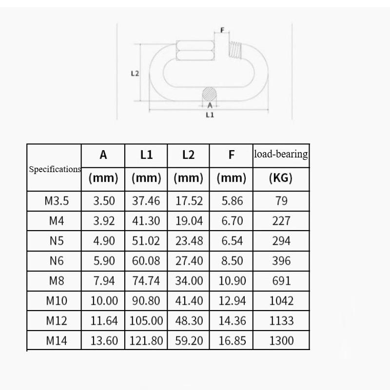 Connect Hook Stainless Steel Connecting Ring Quick Chain Link Track Climbing Mountaineering Carabiner Insurance Buckle M4/6/8/10