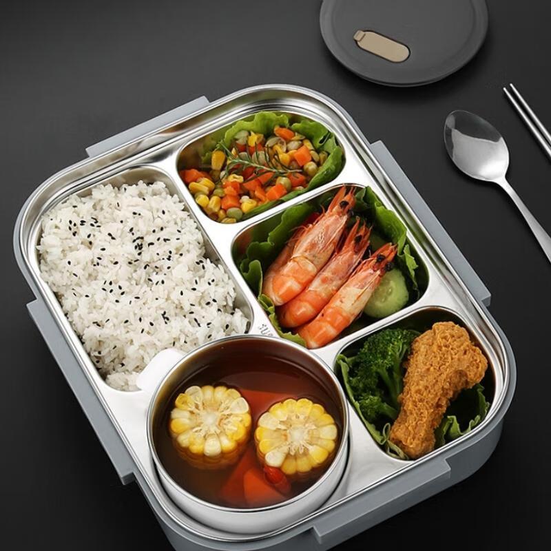 JINGRUIXIANG 316 Stainless Steel Compartment Lunch Box with Cutlery