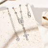 Vnox Virgin Mary Bracelets For Women,White Gold Plated Jesus Christ Charm Cross Pendant Bracelet, Religon Faith Church Jewelry