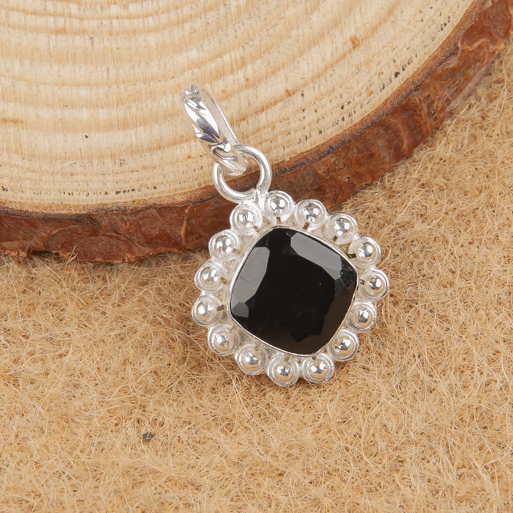 Black Onyx Jewelry, 925 Solid Sterling Silver Pendant Handmade Gemstone Jewelry, Attractive Pendant Gift For Her