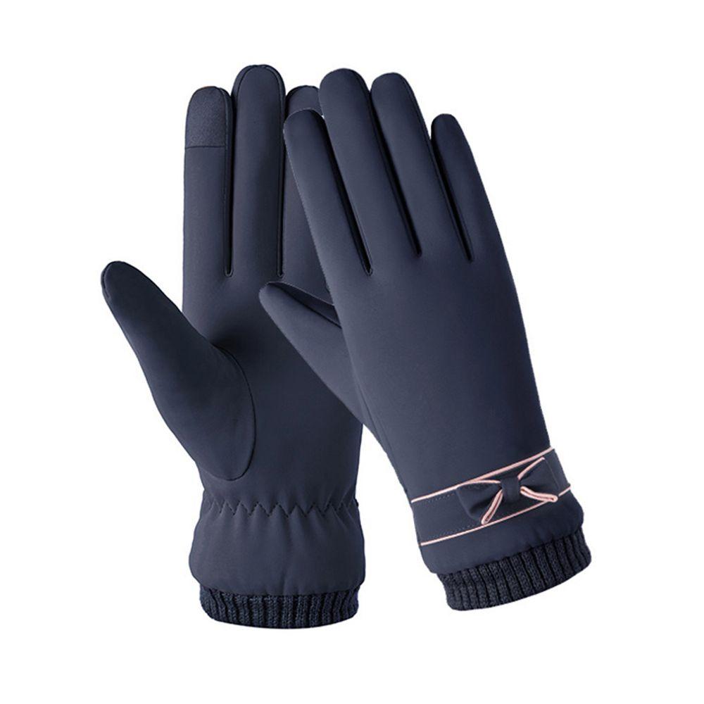 Leder Dick Thermisch Trendig Touchscreen Fäustlinge Vollfingerhandschuhe Damen Handschuhe Winterhandschuhe
