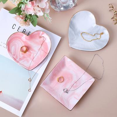 Kreative Marmor Keramik Platte Gericht Dessert Lebensmittel Platte Schmuck Ring Halskette Gericht Tablett