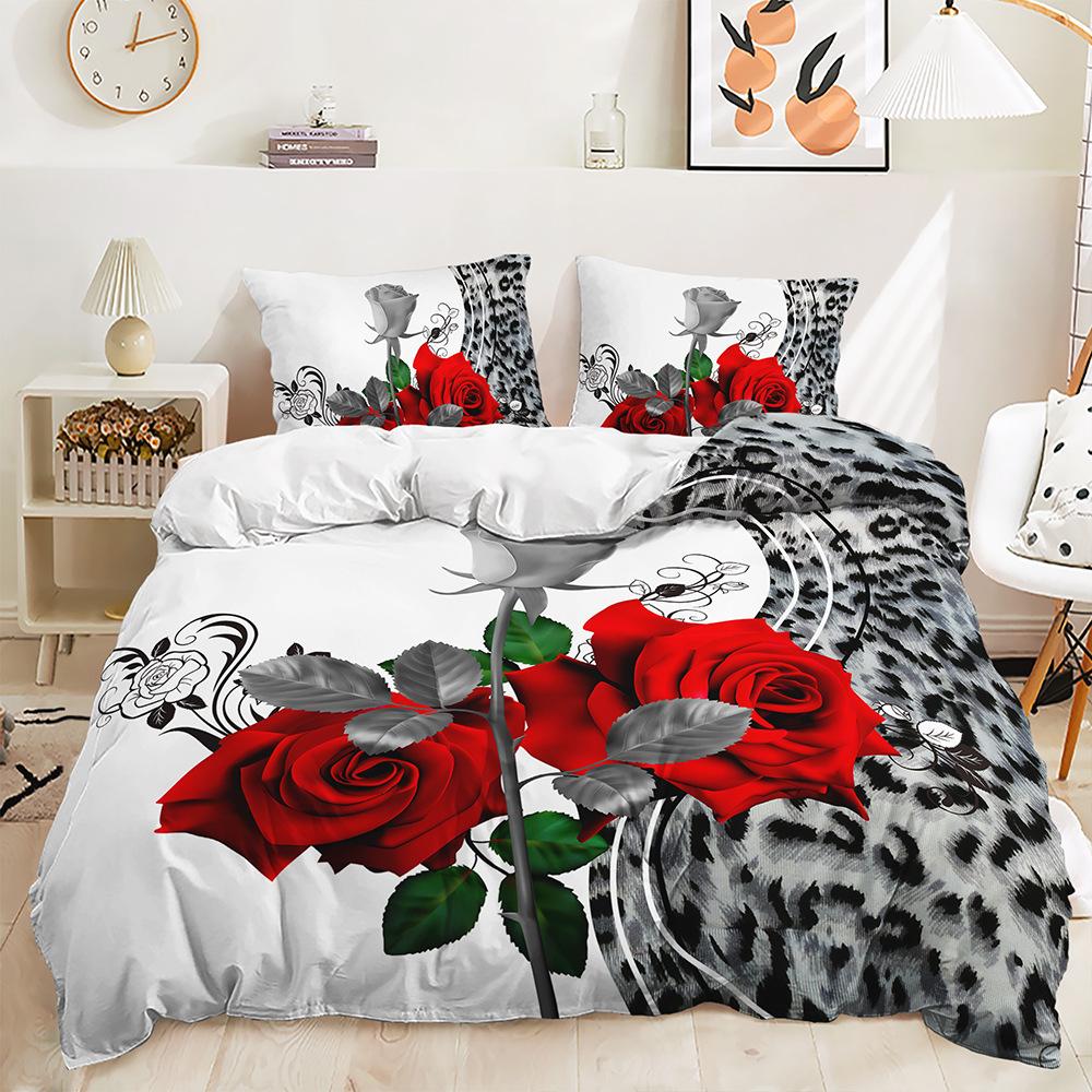 Bed Three-Piece Rose Love Kit Valentine'S Day Wedding Quilt Cover Two-Piece Bedroom