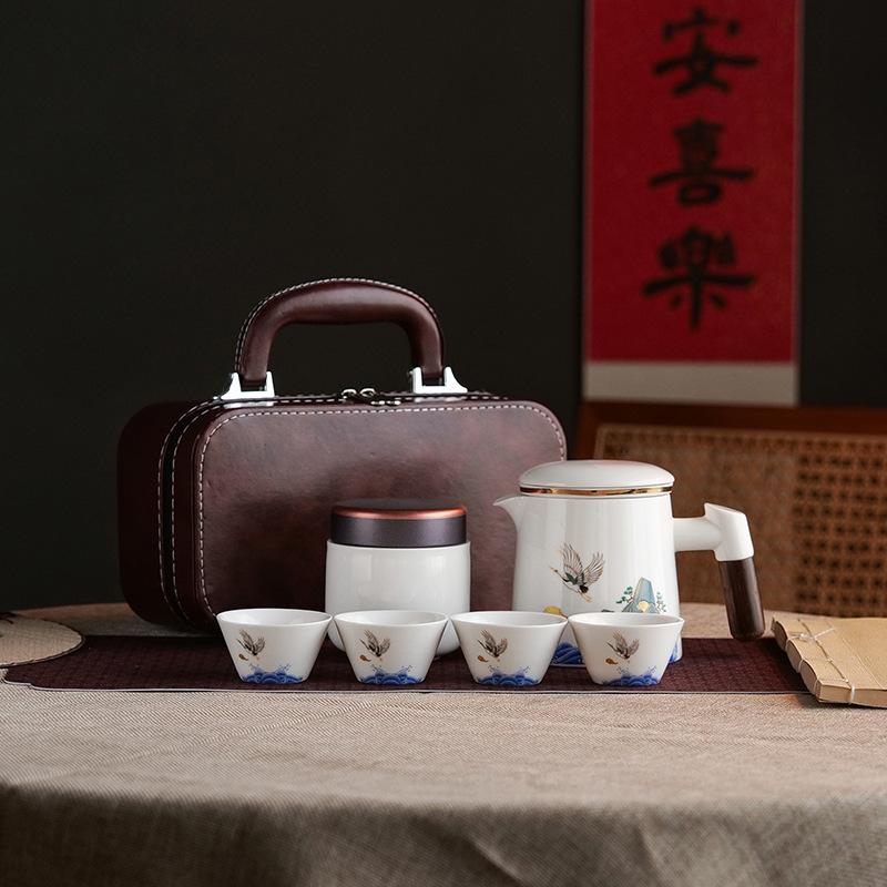 Ceramic Kuaike Cup One Pot Four Cups Outdoor Portable Travel Kung Fu Tea Set Gift Order
