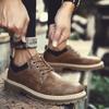 Fashion British Men Shoe Autumn Work Wear Casual Short Boots Round Toe Leather Shoes for Men Plus Size 46 Zapatos De Hombre