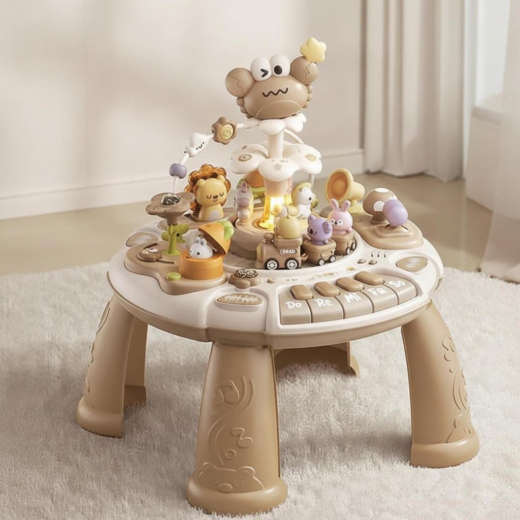 Infant Activity Table with Keyboard DoubleSided Seaside Musical Toy for Young