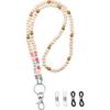 BeYumi 5Pcs Wooden Beaded Lanyards for ID Badges Women Teacher Lanyard with ID Holder School Work Female Accessories Gift