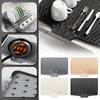 Silicone Dish Drying Mat For Kitchen Counter, Dish Drying Pad, Non Slip Drainy Pad With Built In Drainy, Heat Resistant Stone Drying Mat 18.9*14in