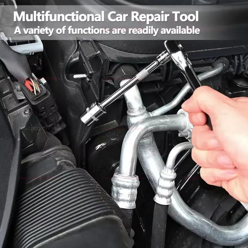 46pcs Car Repair Tool Kit 1/4-Inch Socket Set Ratchet Wrench Auto Mechanic Tools for Vehicle Maintenance and DIY Auto Repair