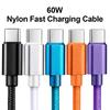 Nylon Braided 60W Type C Wire For iphone 15 16 17 pro max 1m 2m 3m USB C  To Type C Fast Charge Cable for Samsung Xiaomi Huawei