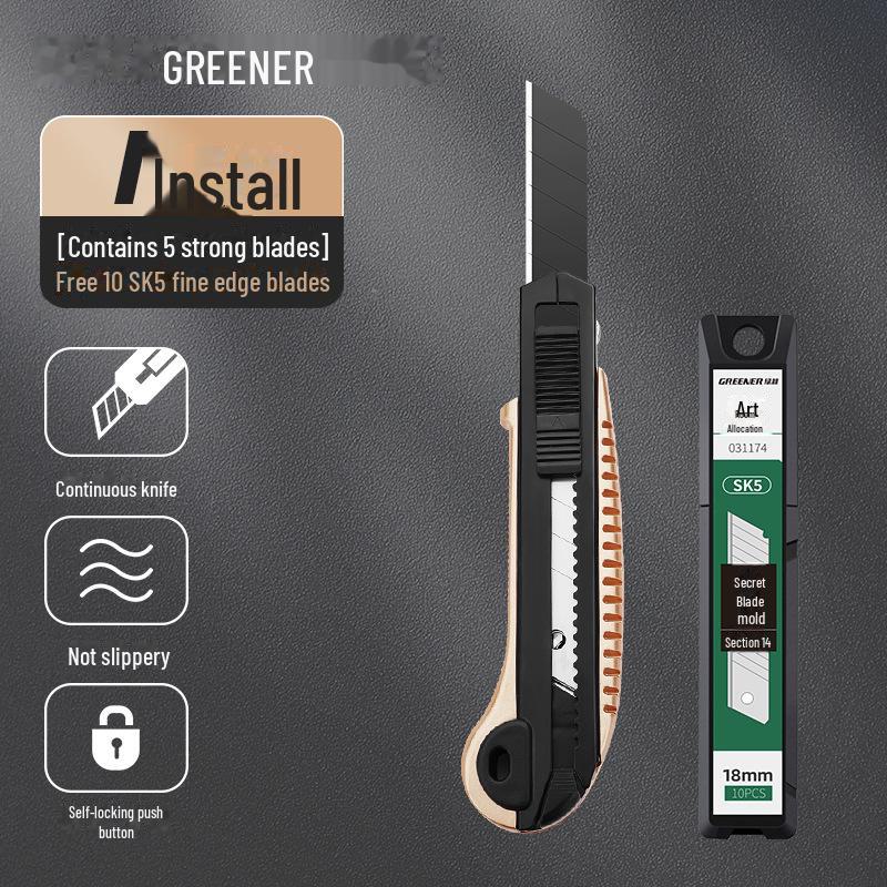 Green Forest Heavy-Duty All-Steel Utility Knife: Industrial-Grade, Thickened, Durable, Large Wallpaper & Paper Cutter