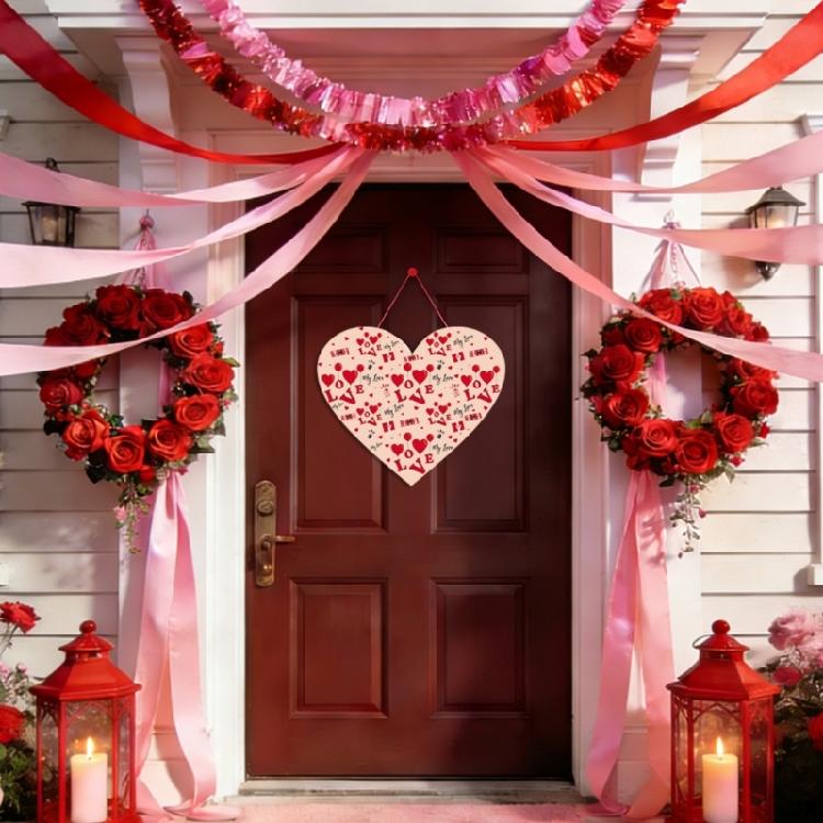Valentines Day Wall Ornament Paper Door Hanger with Rope Home Office Decoration Decorative Holiday Present