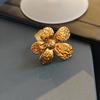 Stainless Steel Exaggerated Texture Large Flower Rings for Women Men Vintage Gold Color Adjustable Open Rings Party Jewelry Gift