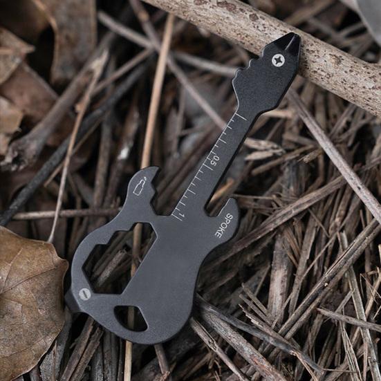 Guitar Shape EDC Screwdriver 12 in 1 Universal with Scale Multifunctional Carbon Steel Rust Resistant EDC Bottle Opener Home