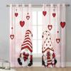Happy Valentine's Day Love Heart Voile Curtains For Bedroom Tulle Window Curtain For Living Room Sheer Curtains Blinds Drapes2Pc
