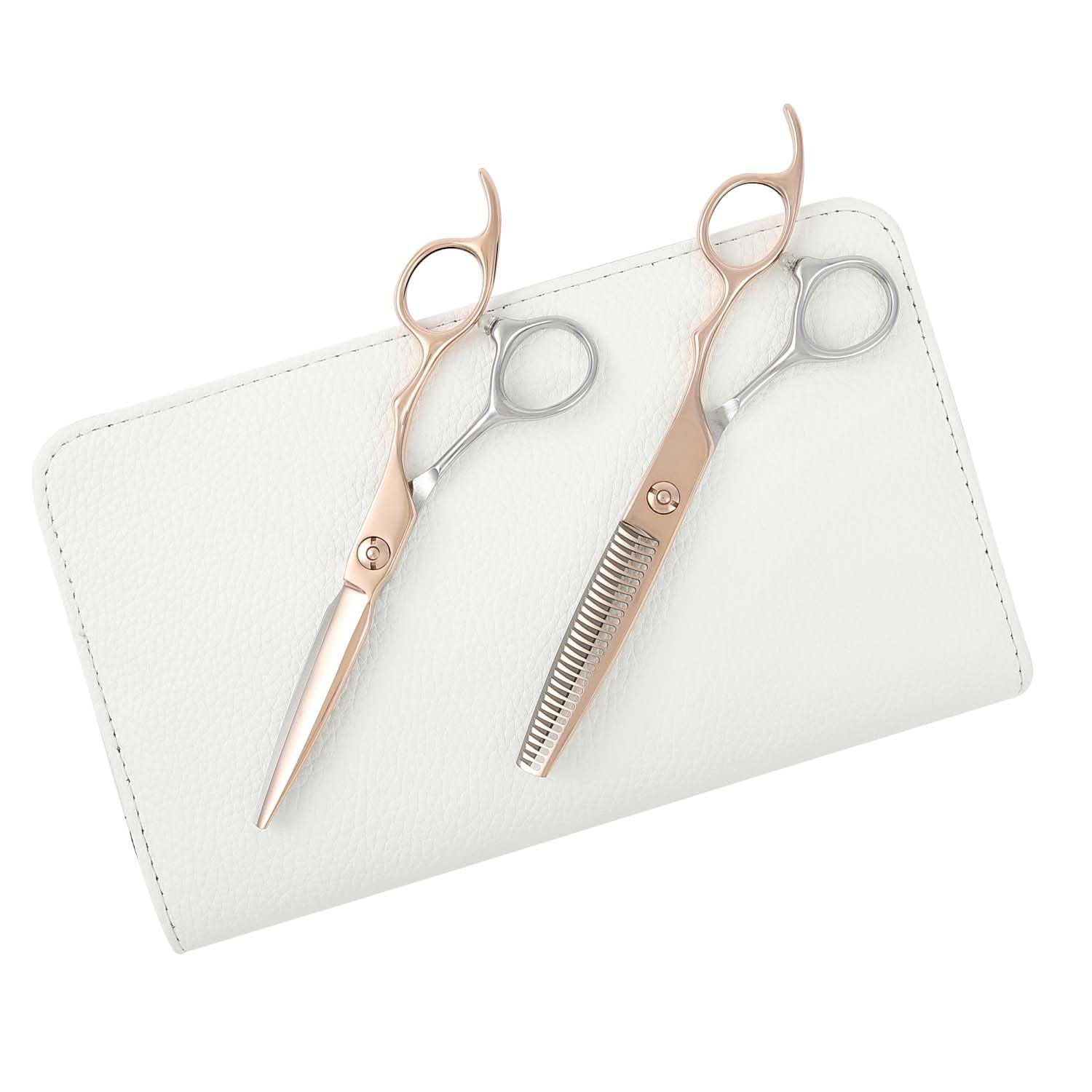 

DEEDS Professional Sword Scissors Thinning Set with Forged Pink and Silver Bicolor Handles approximately thinning GTZ Japanese Scissors for